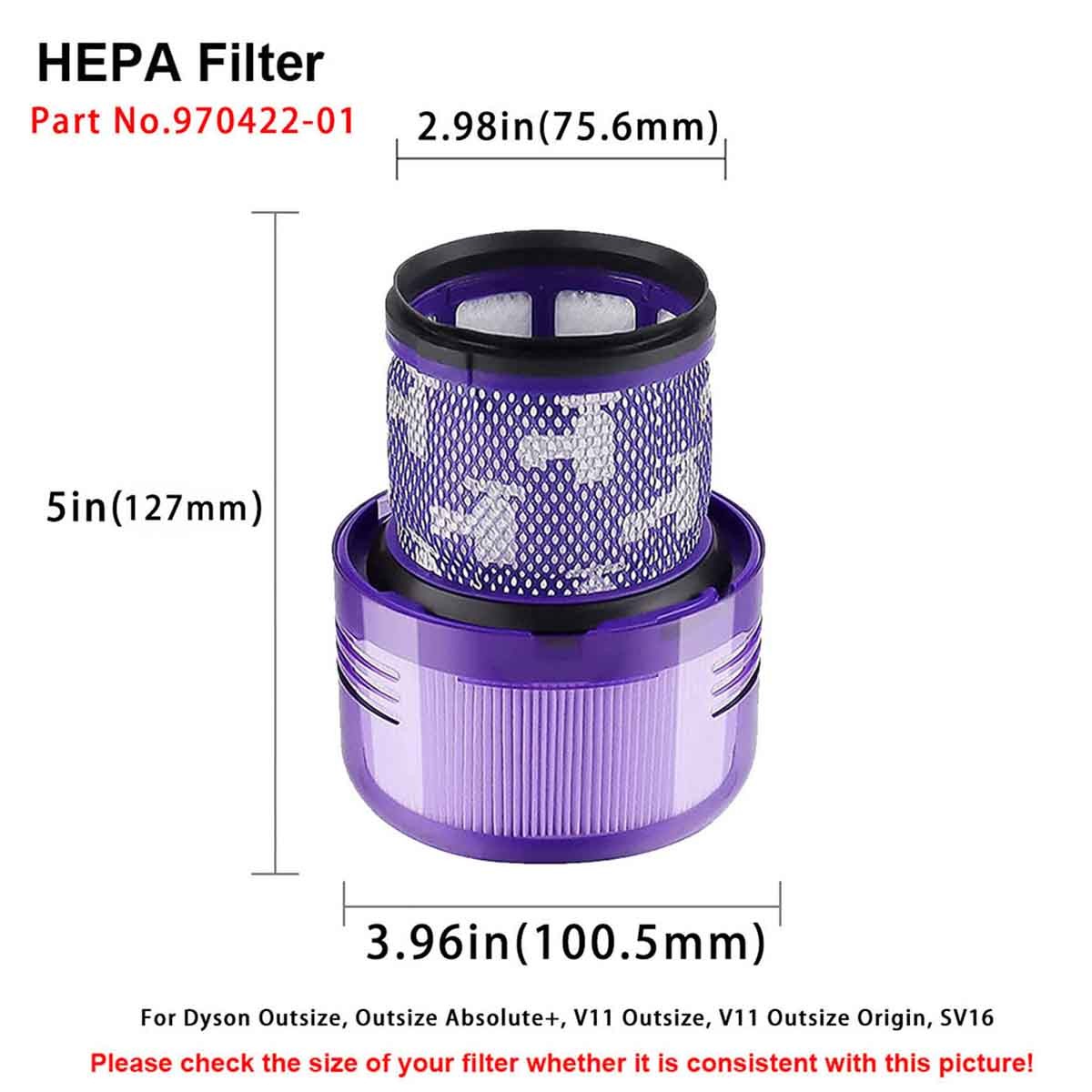 (2) Filter For Dyson SV16 Outsize/V11 Outsize/V11 Outsize Vacuums Part 970422-01