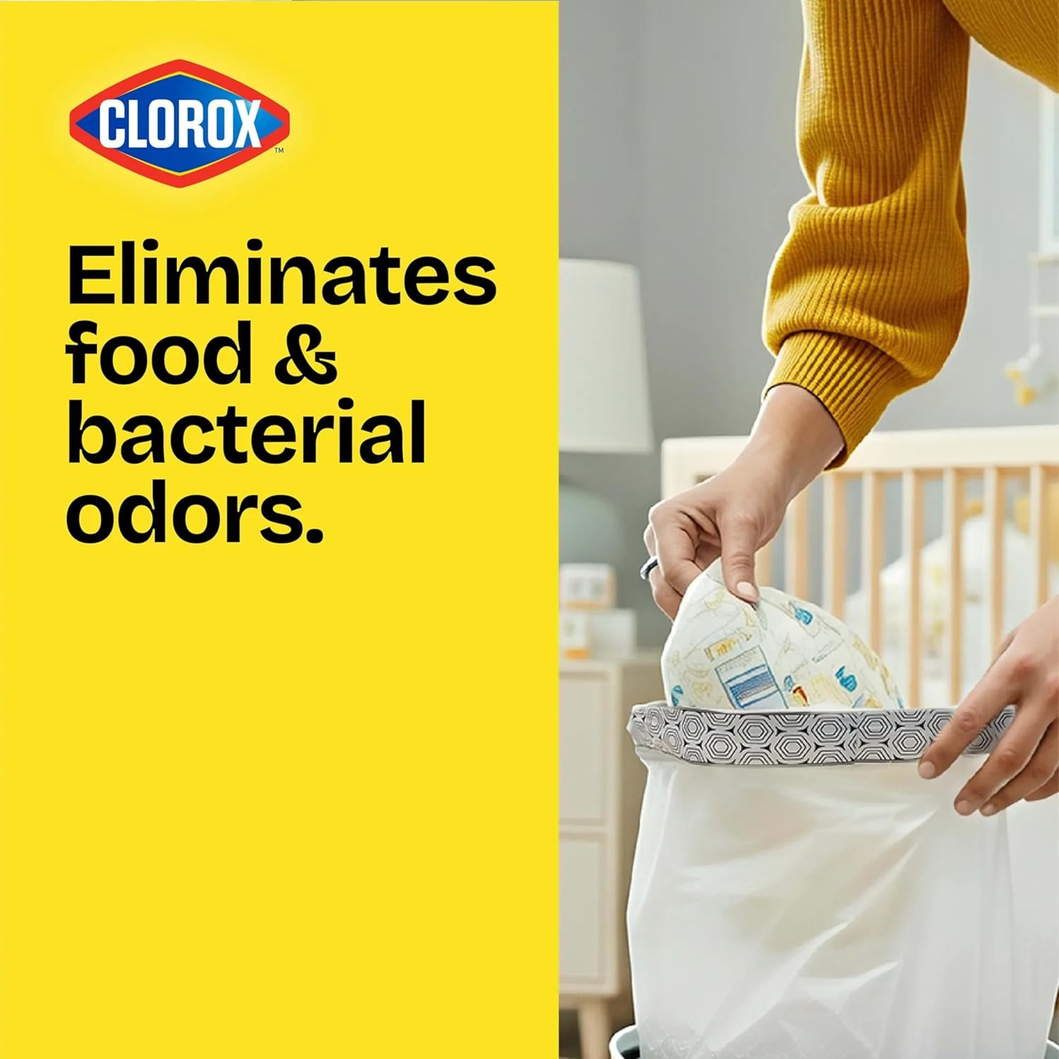 Small Drawstring Trash Bags with Clorox, 4 Gal, Lemon Fresh Bleach, 34 Ct (Packa