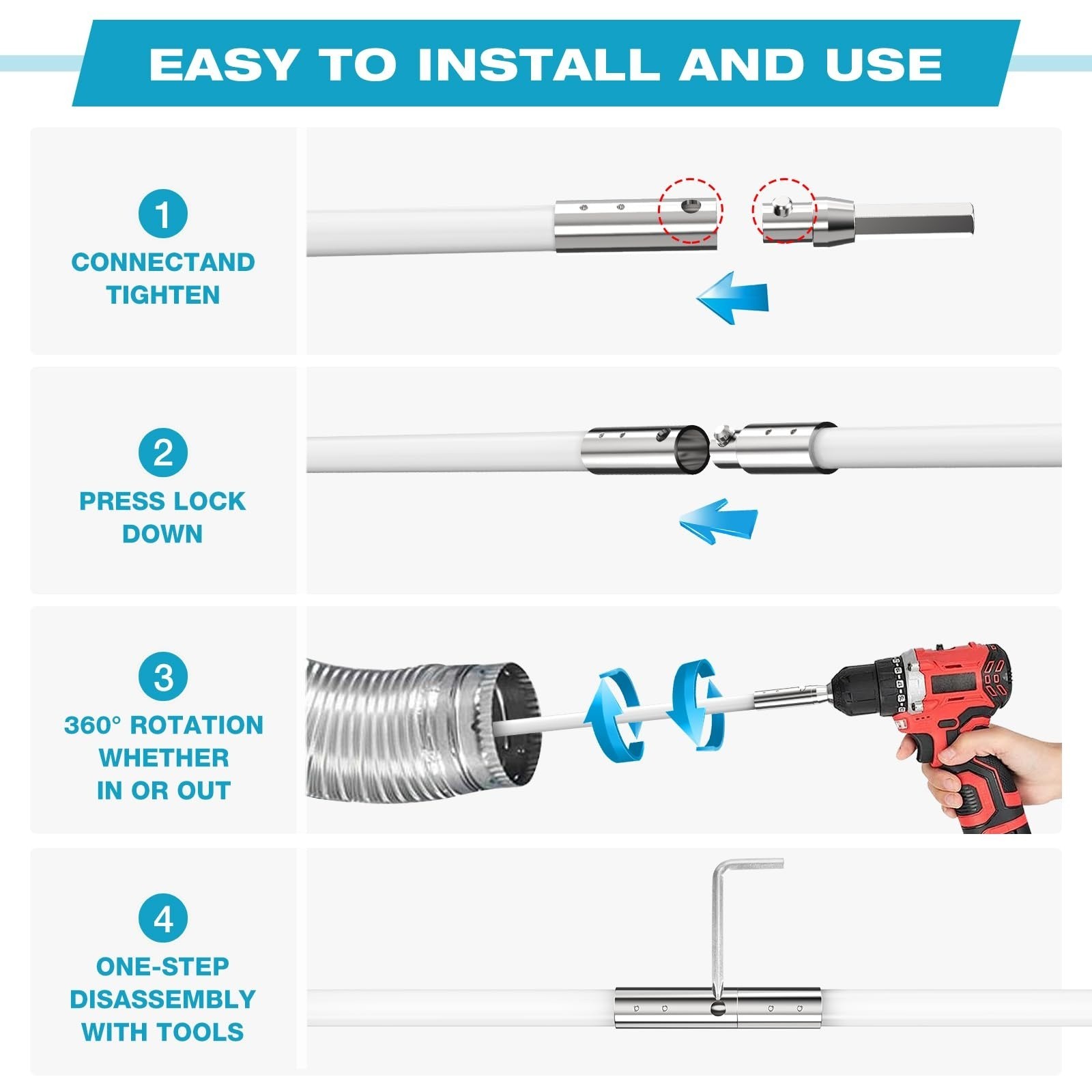 Dryer Vent Cleaner Kit 15 Ft Flexible Lint Remover Brush Sealegend