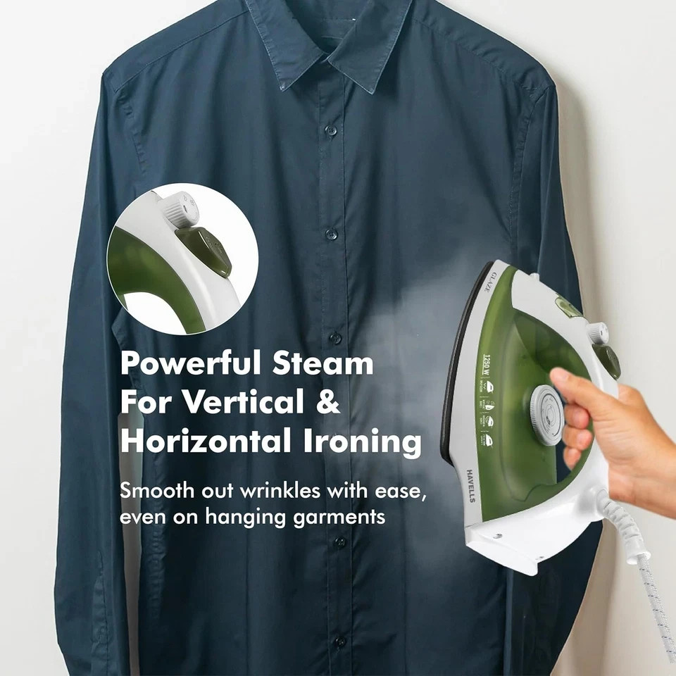 Havells Glaze 1250 Watts Steam Iron with Self Cleaning Function 170 ml Tank 220V