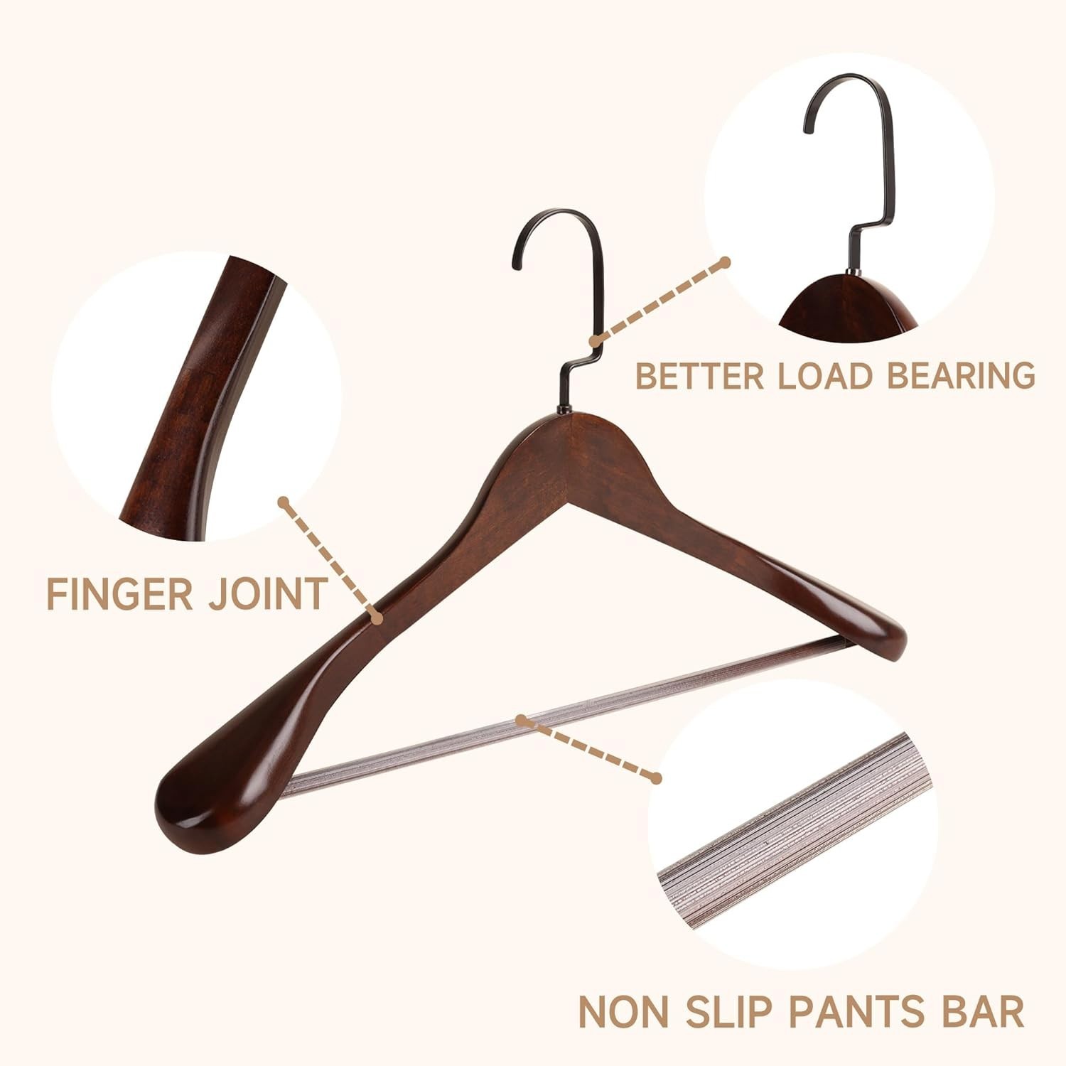 BP4U 2-12pk 17.5″ Wooden Wide Shoulder Suit/Coat Hangers for Men’s Clothes/Pants