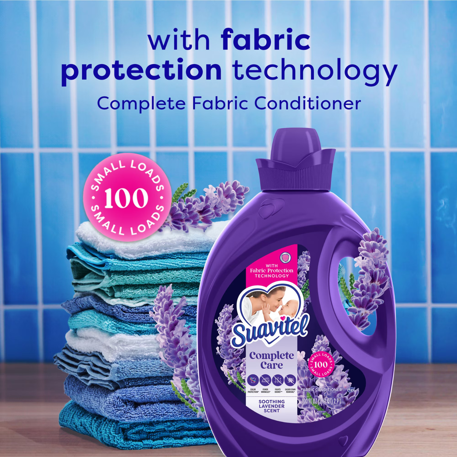 Suavitel Complete Fabric Softener Lavender 100oz 100 Loads, 4 Pack