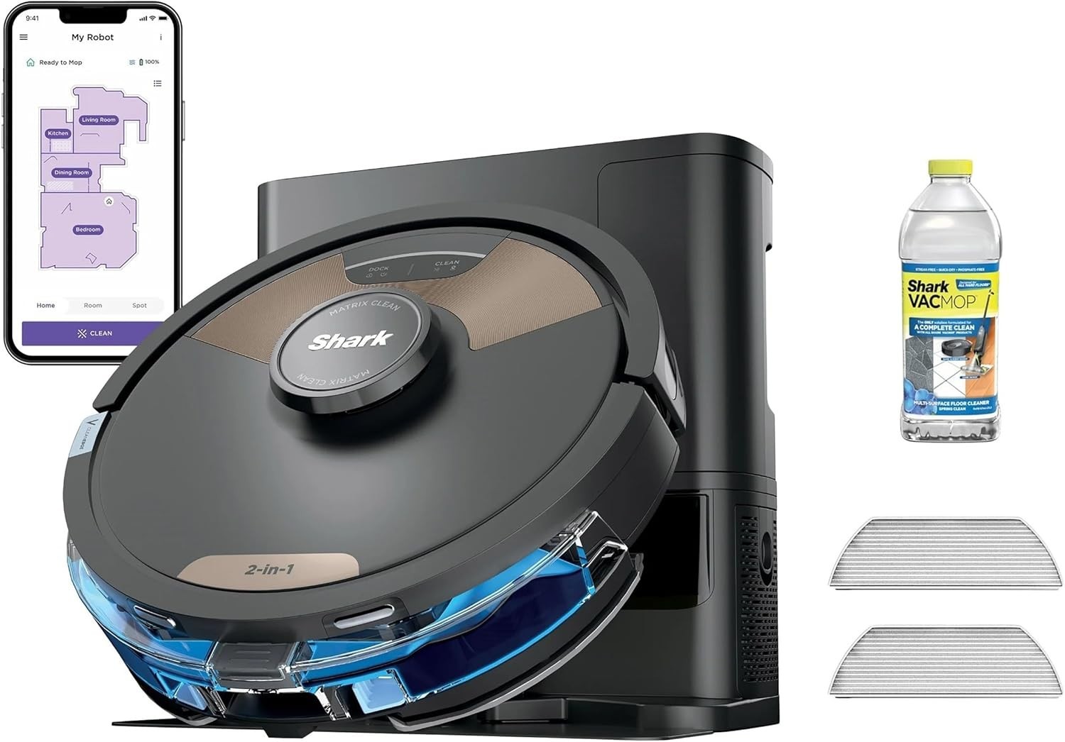 Shark Matrix Plus 2-in-1 Robot Vacuum & Sonic Mop, Home Mapping, HEPA Bagless Se
