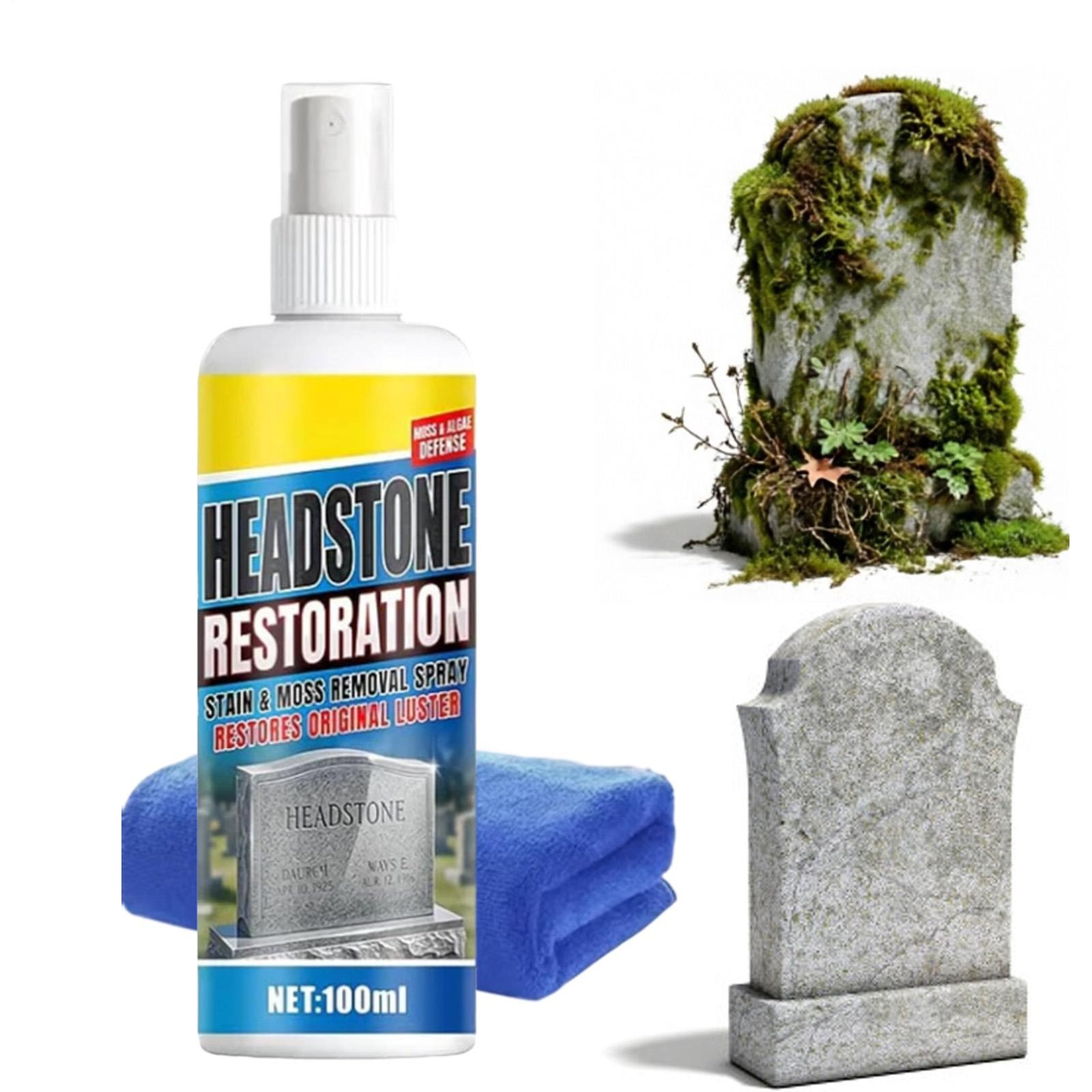 Headstone Restoration&Cleaning Spray,Stone Cleaner Gravestone Cleaning Kit