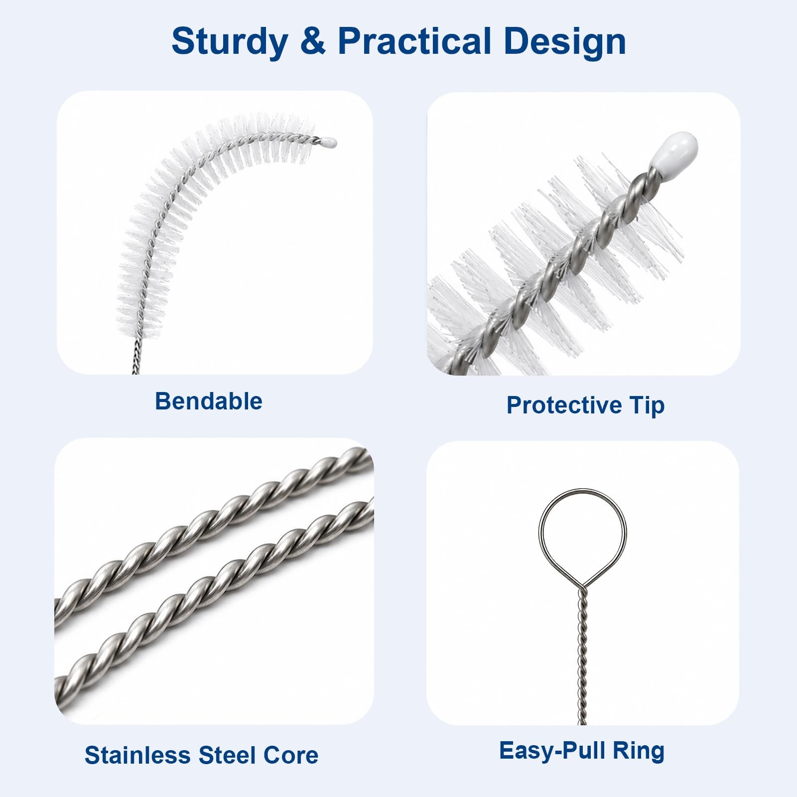 4 Pack Extra Long Pipe Cleaner Brushes 40 Inch White