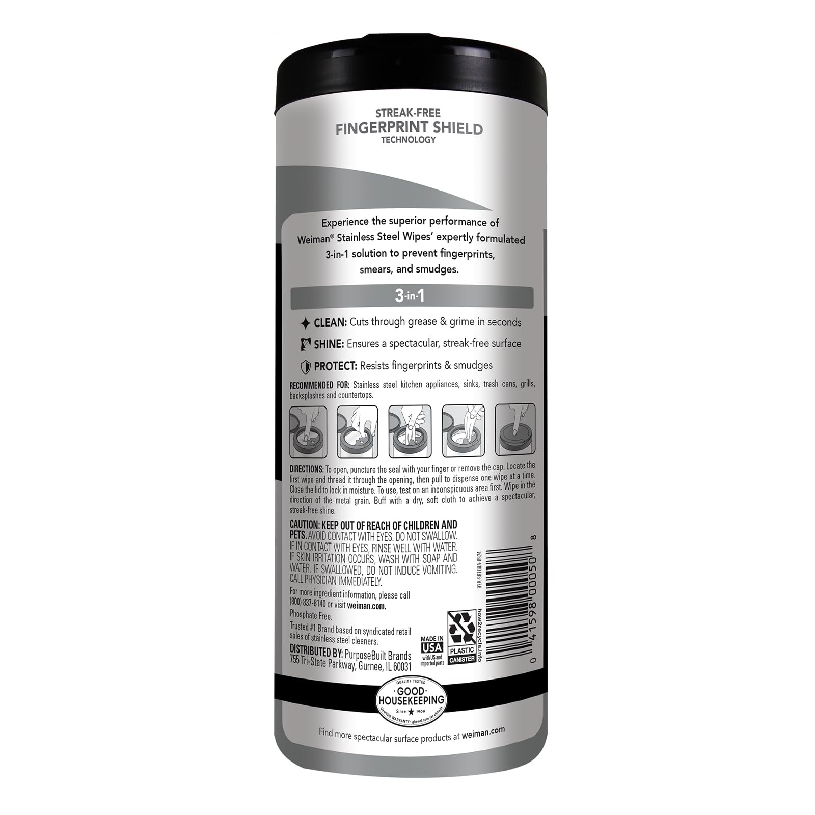 Weiman Stainless Steel Cleaner, 30 30 Count (Pack of 1), stainless steel