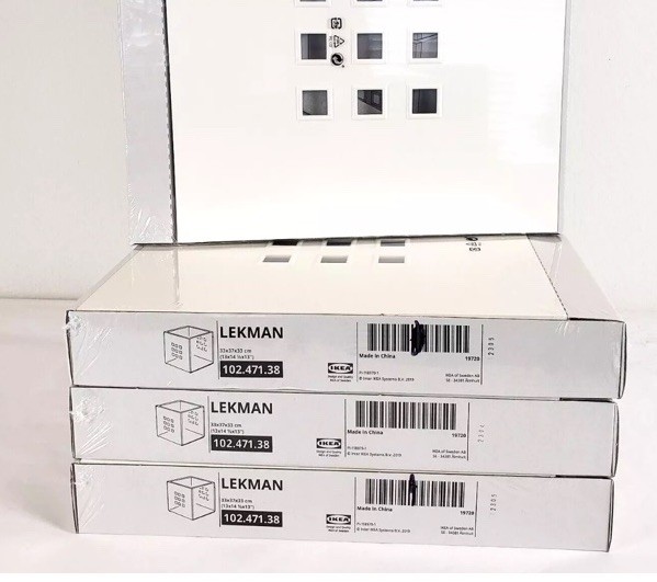 IKEA LEKMAN Storage Cube Kallax Bin White Discontinued 13”x13”x 14.5” NEW IN BOX