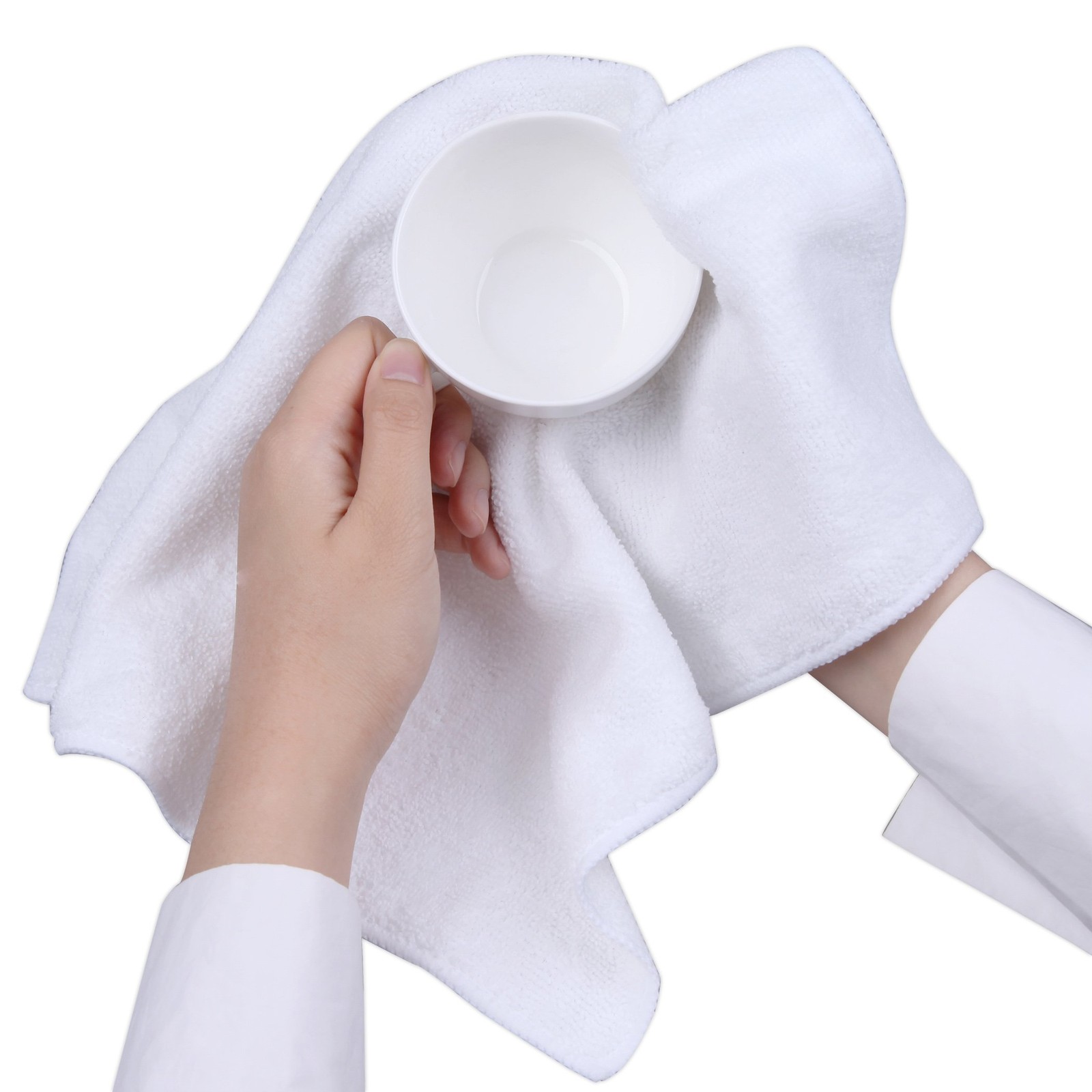 14×14 Inch 30 Pack 280GSM Microfiber Cleaning Cloths, White