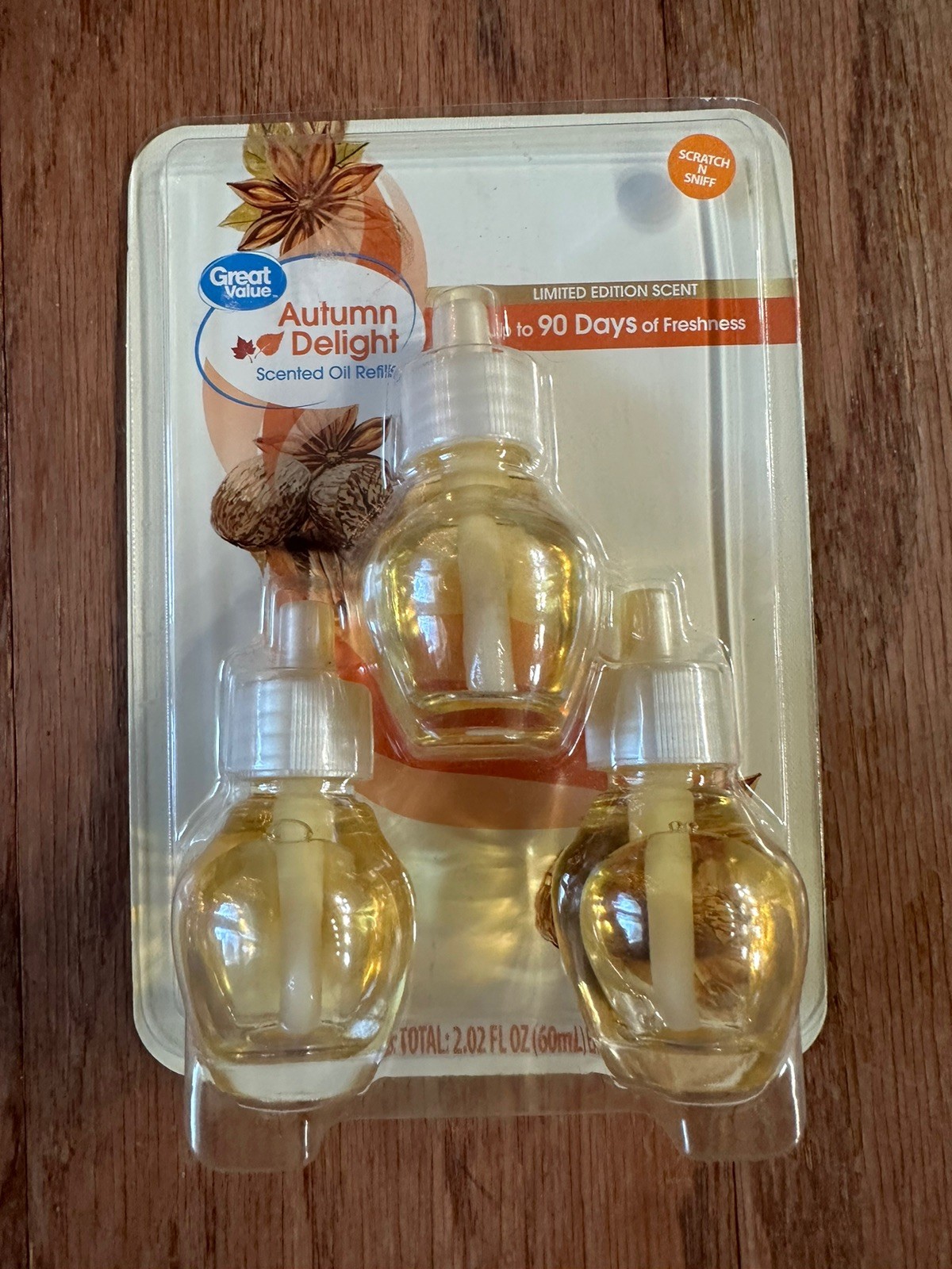 Great Value”Autumn Delight” Scented Oil Refills;3 pack;Limited Ed. 90-day Supply