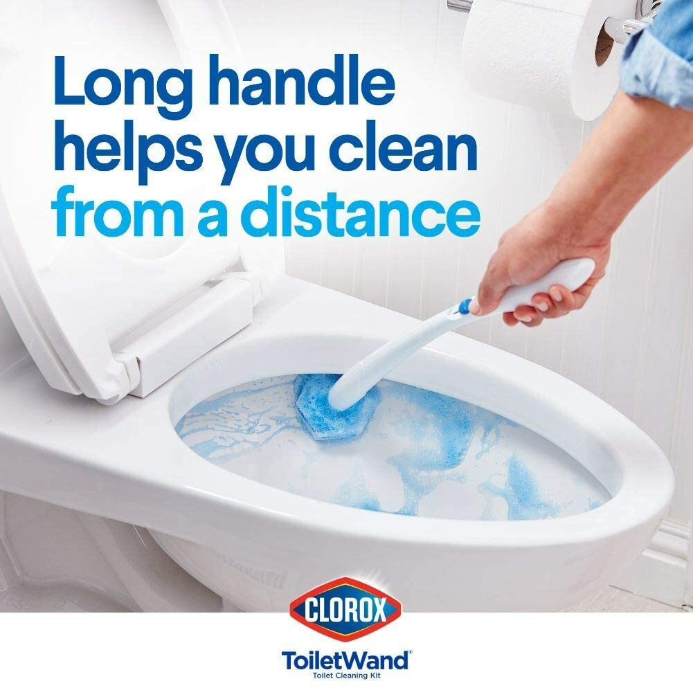 CLOROX 3-IN-1 Toilet Cleaning STARTER KIT ~ WAND + CADDY + 6 SCRUBBING PADS