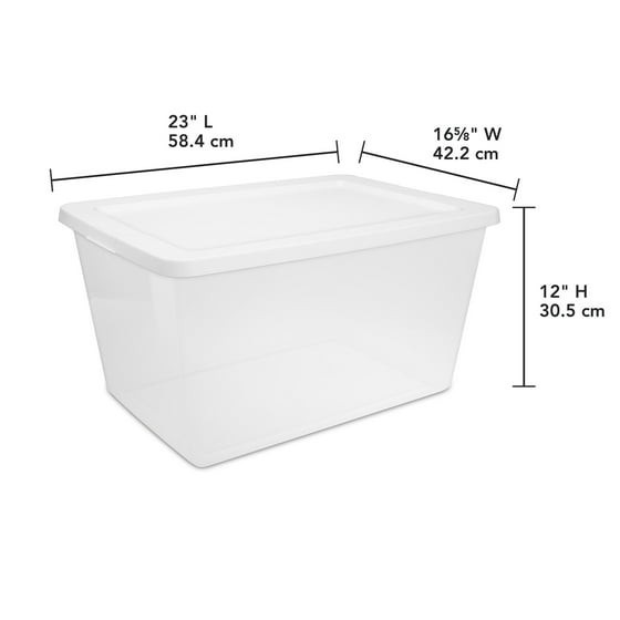 Sterilite, 58 Quart Clear Storage Bin, Snap-on Lid Storage Container, with Lid