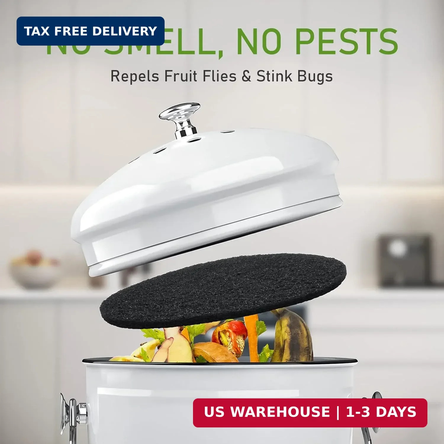 Charcoal Filters for Kitchen Compost Bin, 10 Pack Compost Filters for Countertop