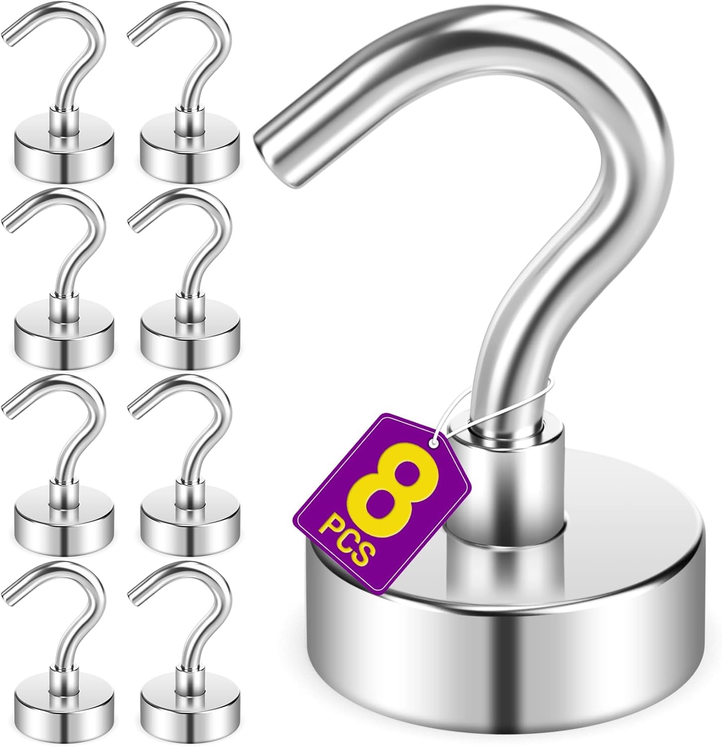 8 Pcs Magnetic Hooks Cruise Cabins 25 LB Neodymium Magnets W/ Hooks Heavy Duty