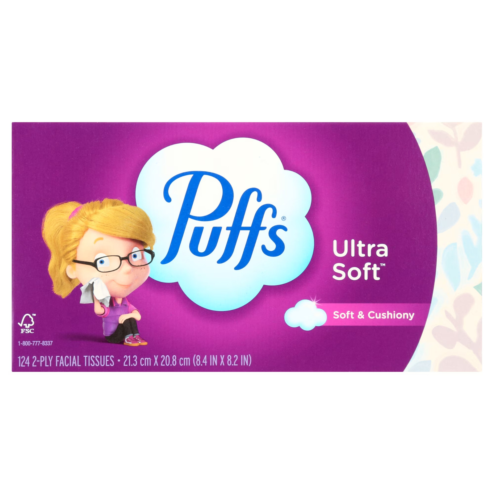 Puffs Ultra Soft Facial Tissues 124 Count Pack Of 8 Family Boxes Sensitive Skin