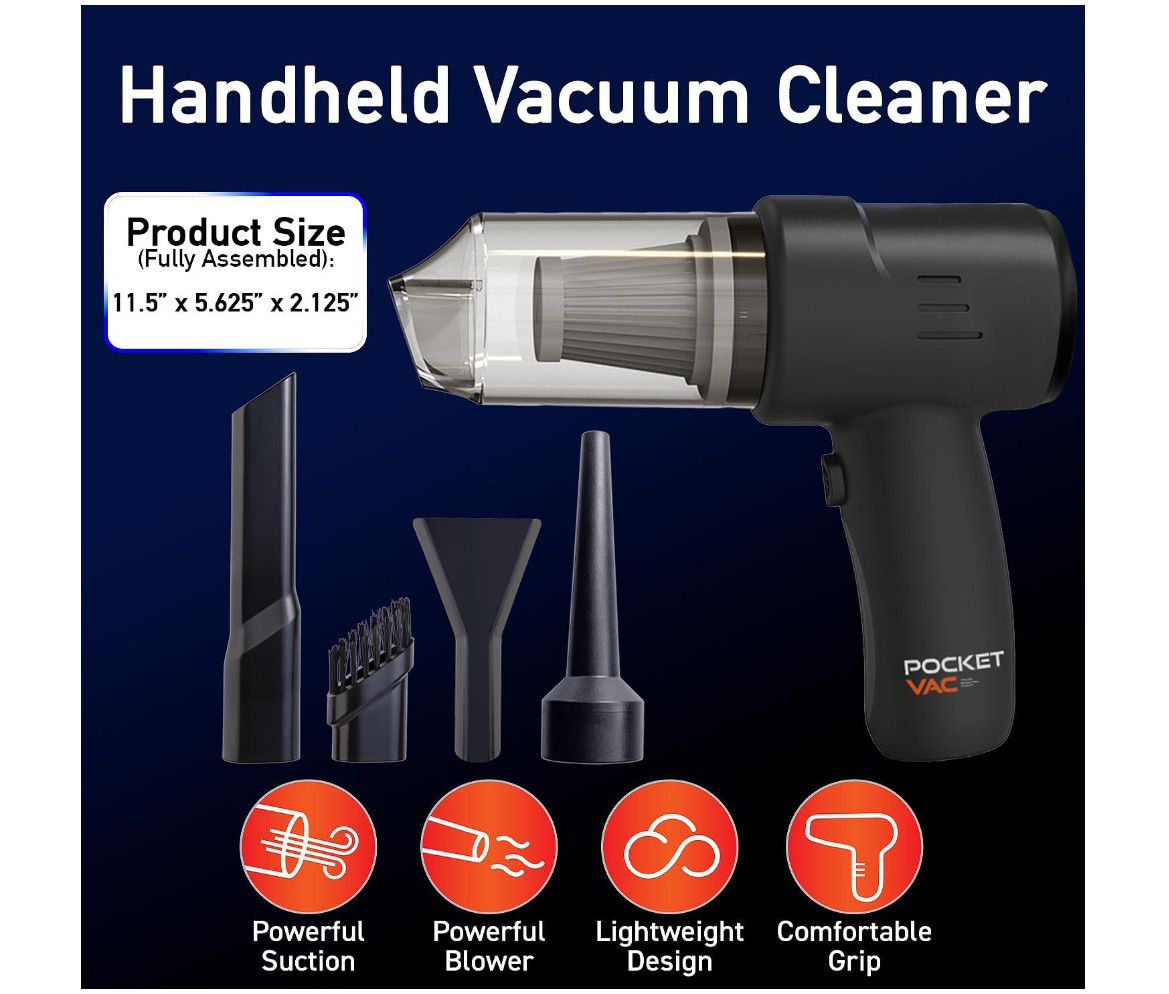Pocket Vac Cordless Handheld Vacuum 2 in 1 Vac and Blower – Brand New in Box