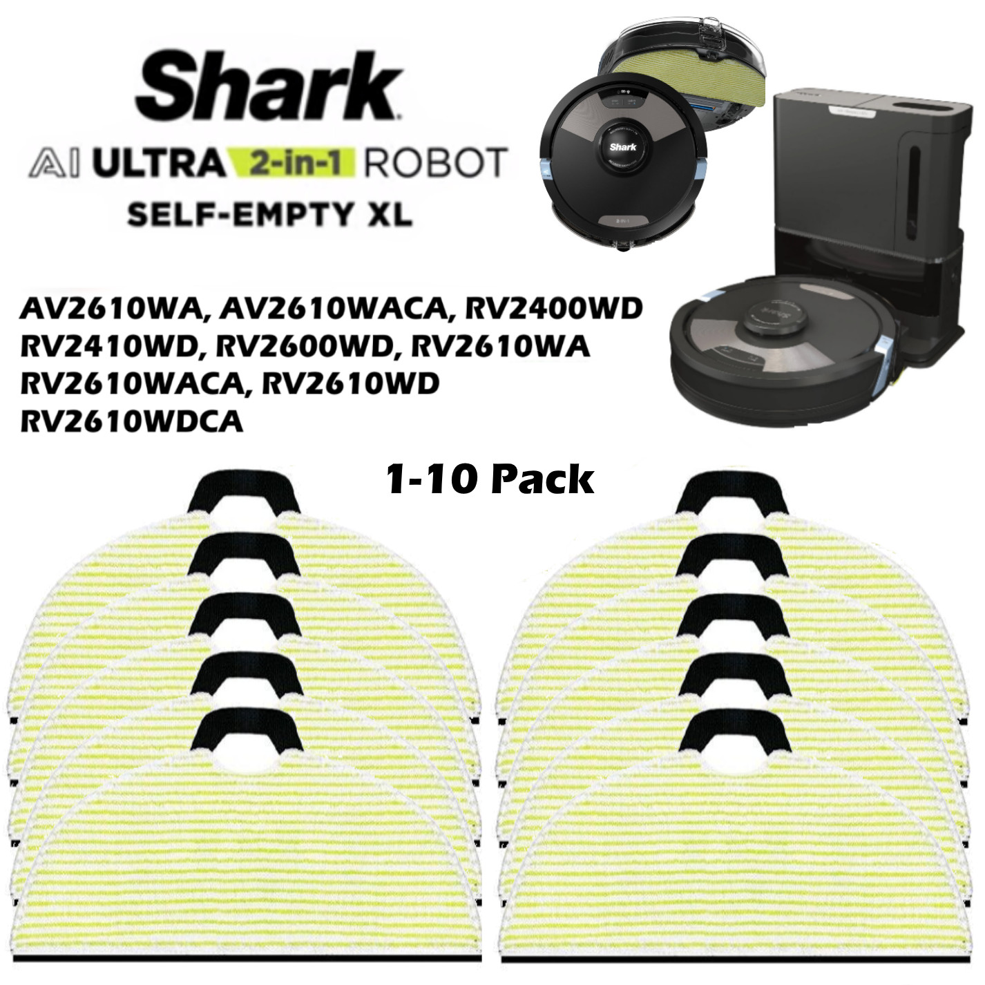Replacement Mopping Mop Pads for Shark AV2610WA AV2610WACA RV2400WD RV2410WD