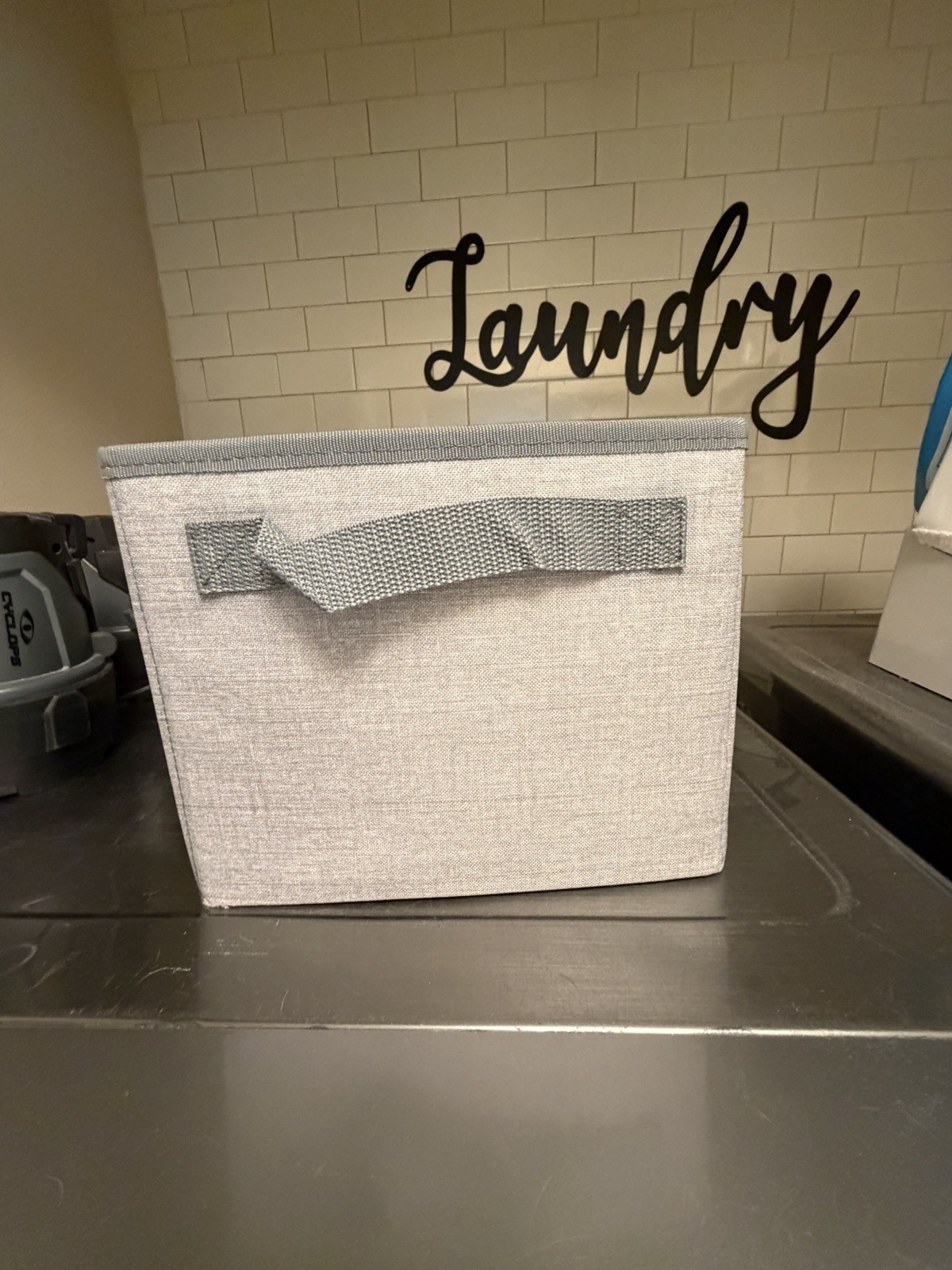 Thirty-One * Your Way Rectangle Storage Bin * Light Grey Crosshatch * With LID *