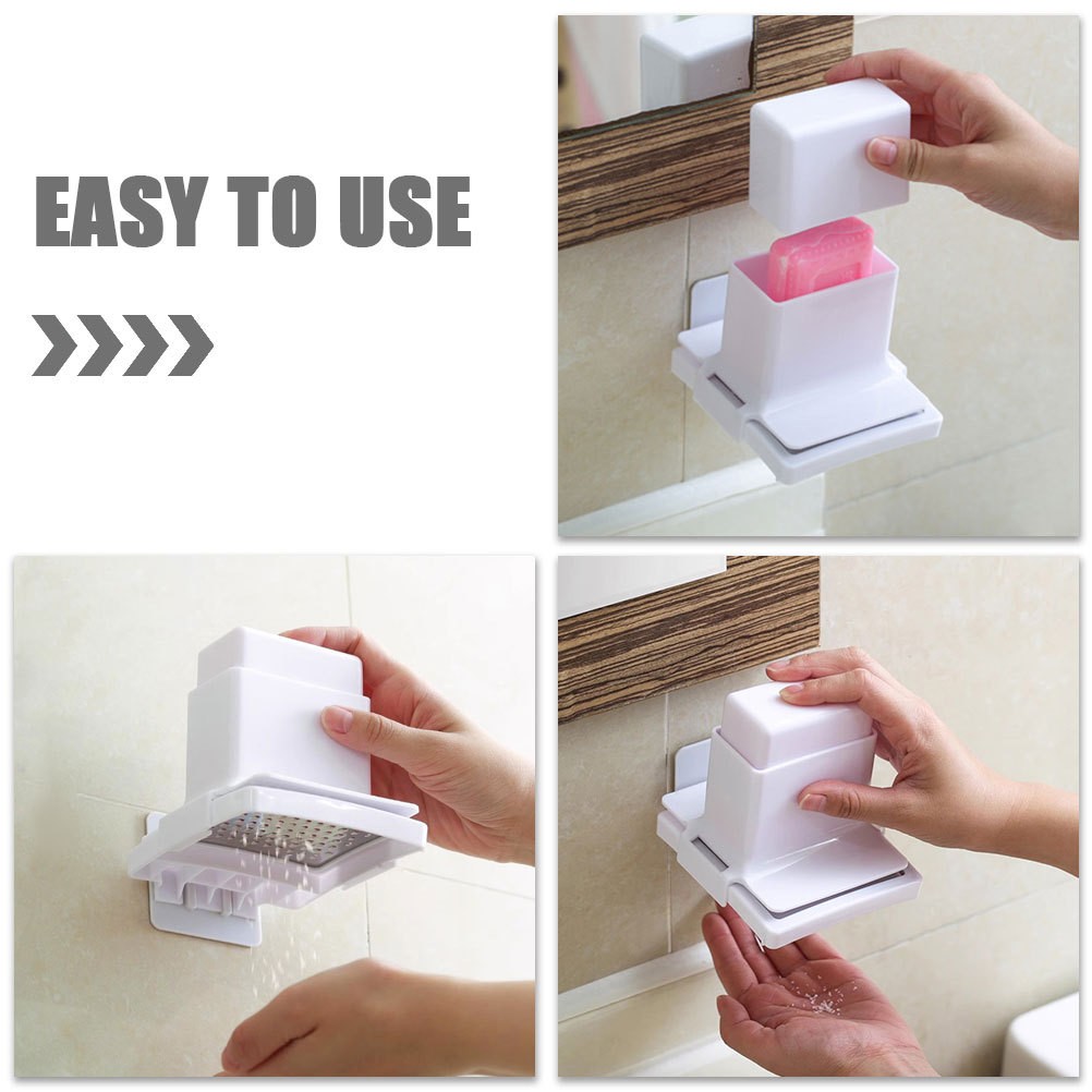 Wall Bathroom Soap Holder Shower Dish Tray for Rack with Grinder Self Draining