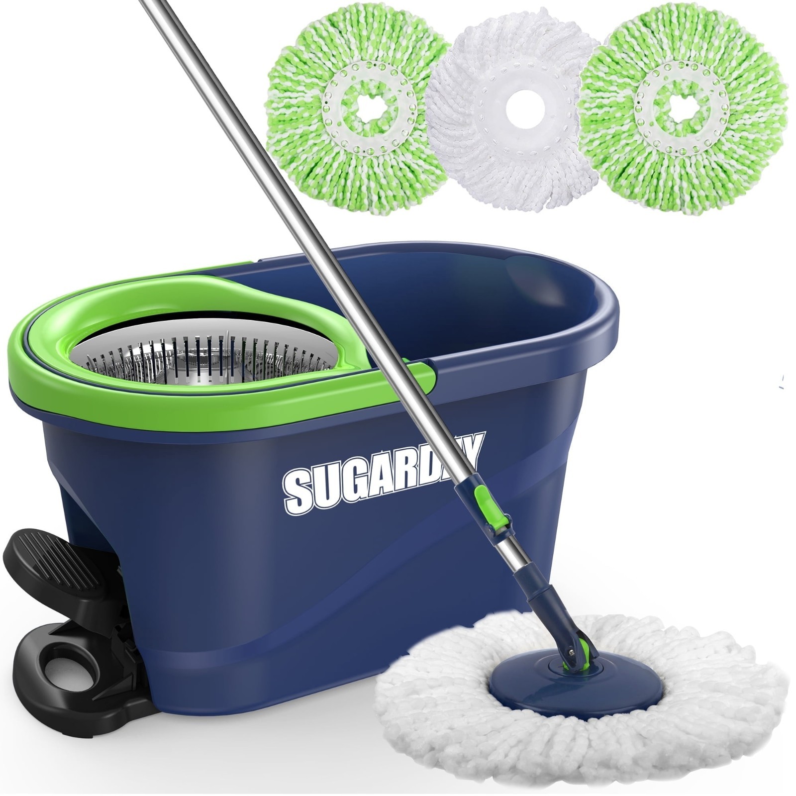 Heavy Duty Spin Mop and Bucket System – 360 Rotating Floor Cleaning Microfiber S