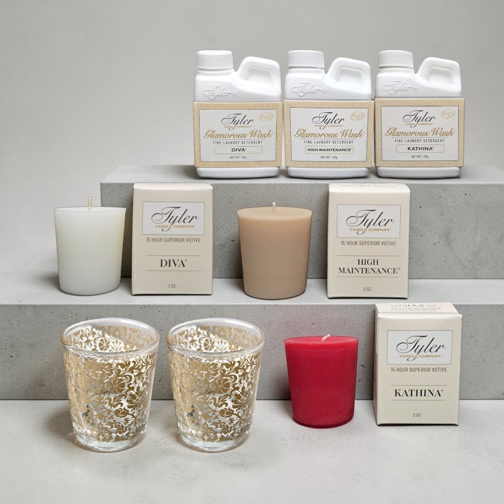 Tyler Candle Glamorous Wash and Candle Gift Set | Diva, High Maint., Kathina