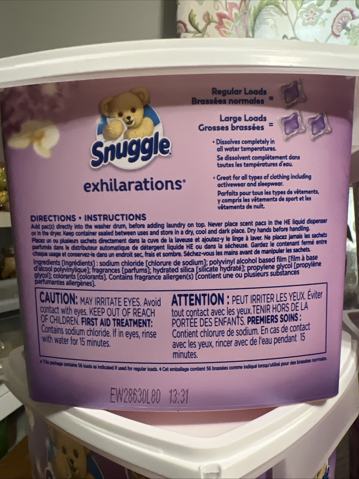 Snuggle Exhilarations In Wash Laundry Scent Booster Pods 56ct Discontinued (4PK)