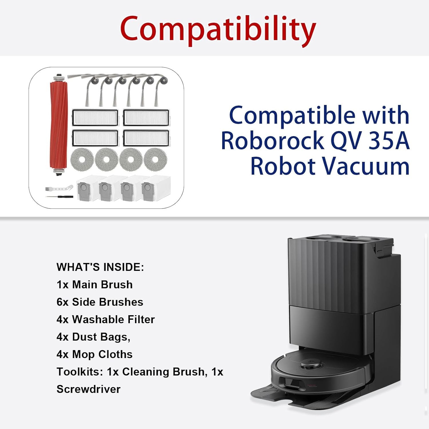 19 PCS Accessories for Roborock QV 35A Robot Vacuum Cleaner Replacement Parts