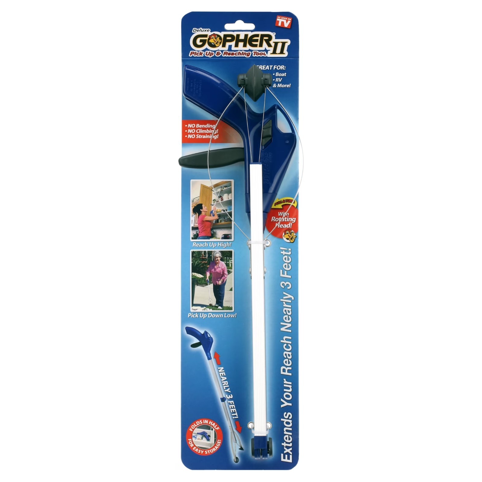 New Gopher II Deluxe Pick Up Reaching Aid Blue as Seen on TV 1 Pack