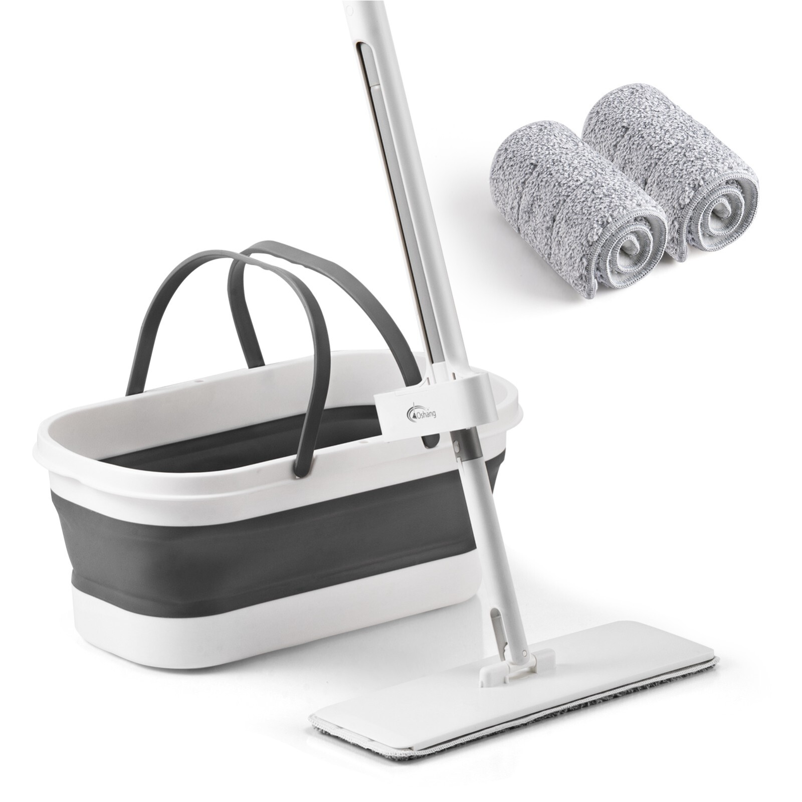 oshang Flat Mop and Foldable Bucket Set. Mops for Floor Cleaning