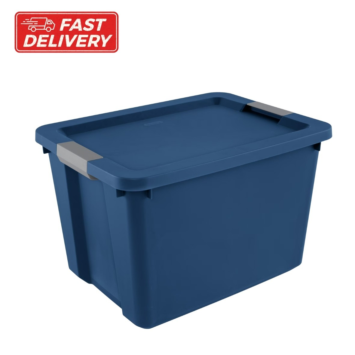 Large Storage Bin, 20 Gallon Plastic Storage Container with Latch Lid, Blue