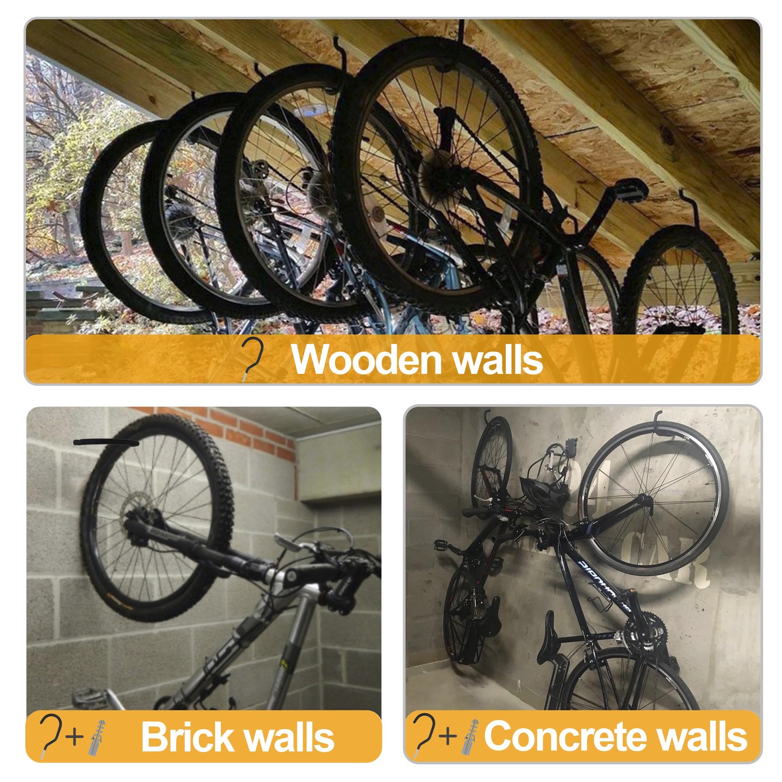 Road Bike Hooks for Garage Wall, 6 Pack Heavy Duty Bicycle Hangers for Hanging