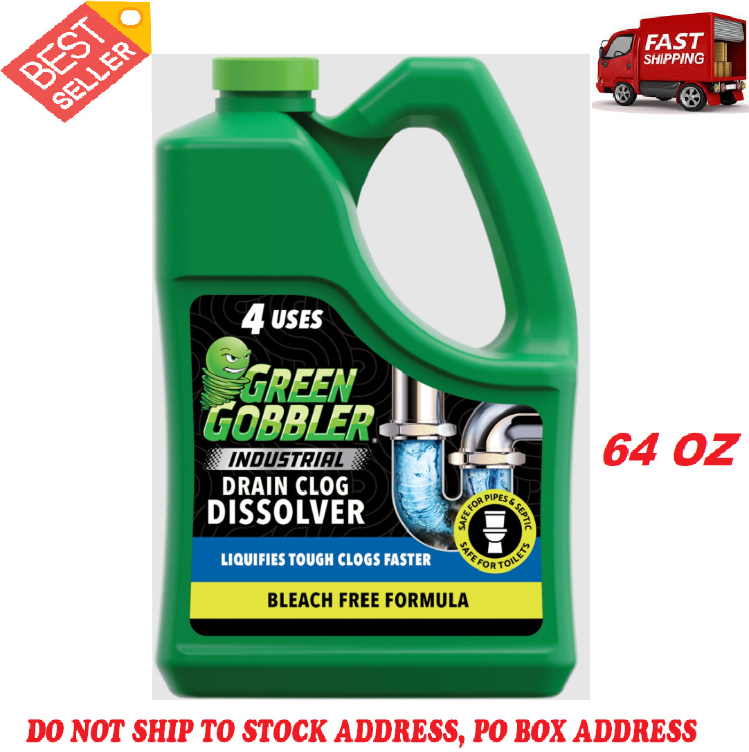 Green Gobbler Industrial Strength Drain Clog Remover & Cleaner Liquid Gel- 64oz.