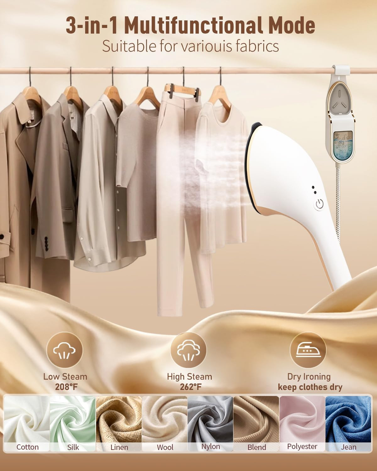 3-In-1 Steamer for Clothes, 1500W Leak-Proof, 330Ml | 1500W, 30S Fast Heat