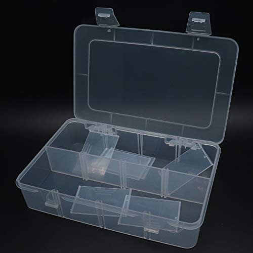 8 Grids Clear Plastic Organizer with Adjustable Dividers, 7.9×4.9×1.65 in