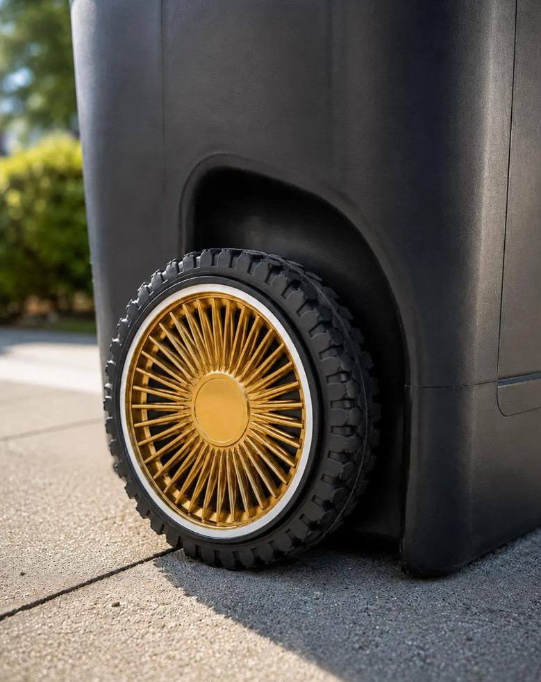Pimp Your Trash Can Gold Wheel Covers Decorative Bin Rim Inserts Set of 2