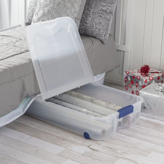 (2 pack) Sterilite 66 Quart Latching Underbed Wheeled Storage Bin