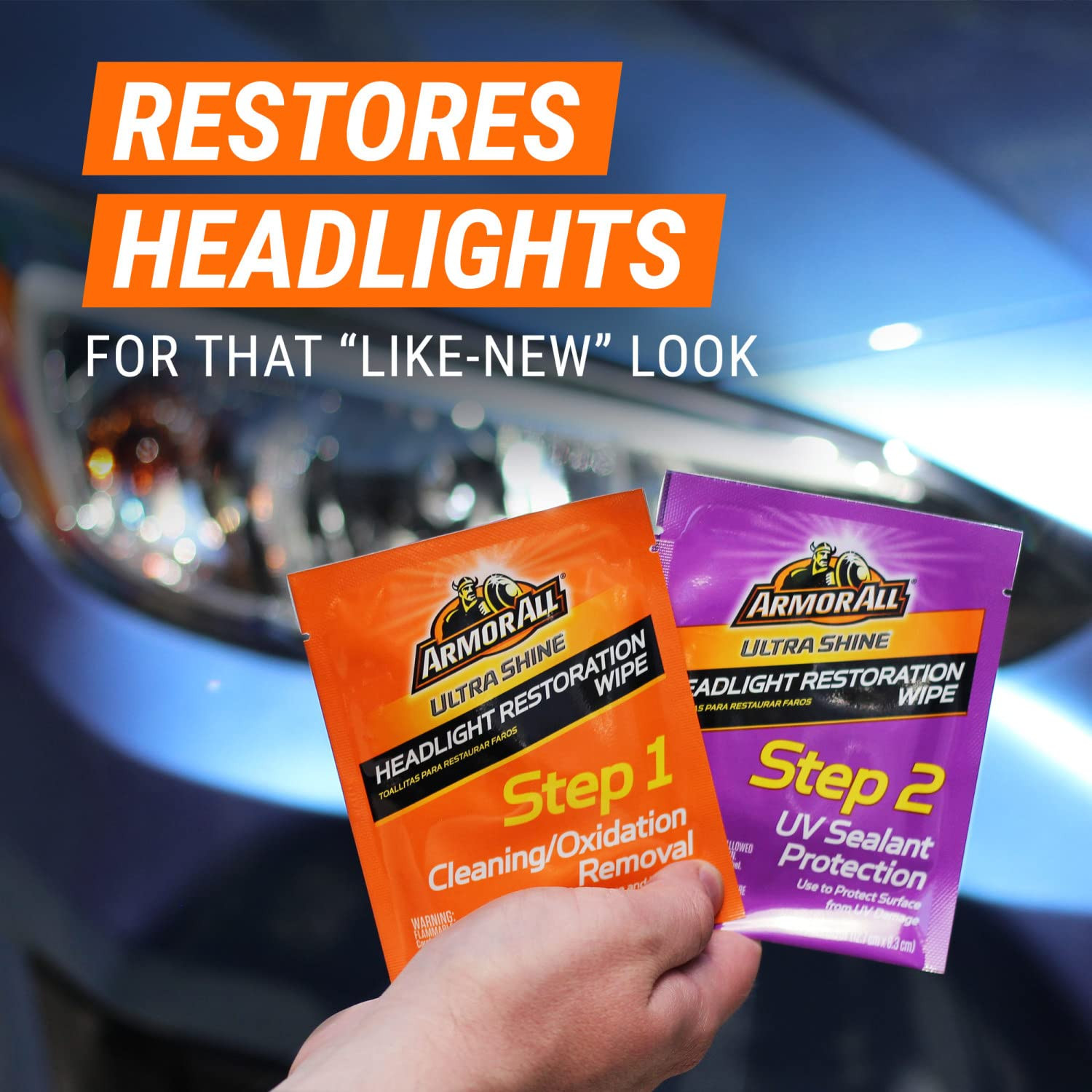 Armor All Ultra Shine Headlight Restoration Wipes 6 Count UV Protection