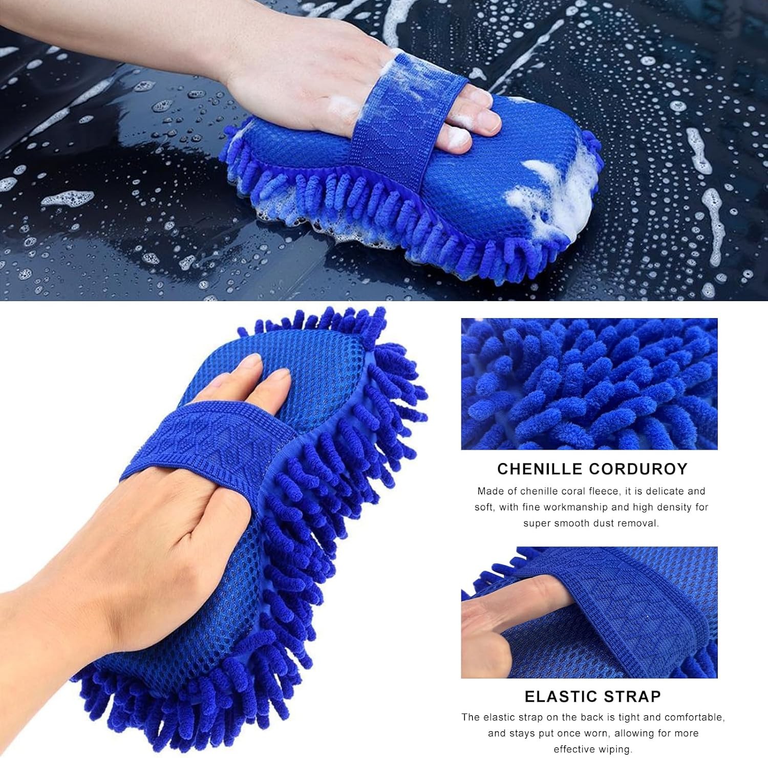 2× Microfiber Car Wash Sponge Non-Scratch Vehicle Washing Mitt Cleaning Tool USA