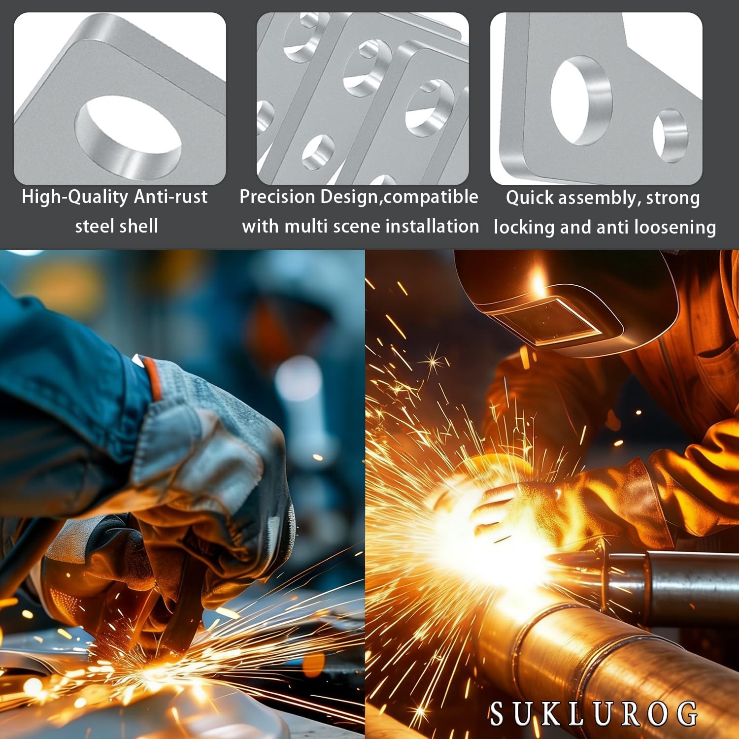 10 PCS 1/4 Inch Thick 90Degree Steel Weld On Gusset 5 Hole Tab 3×3 Inch