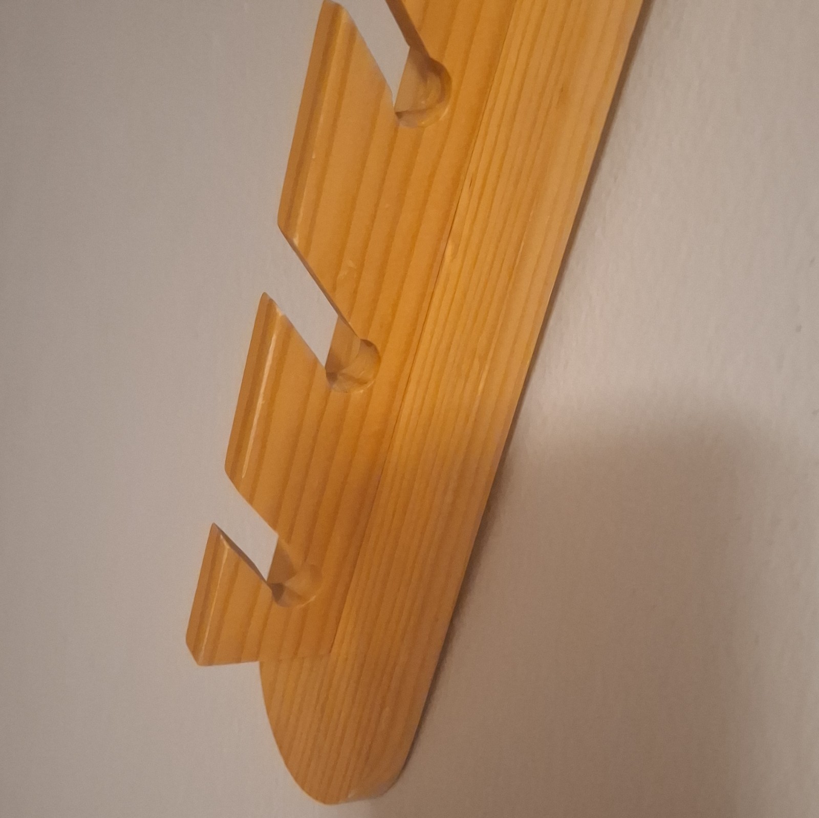 Wall Mounted Wood Coat Rack Panel, Brown Natural Finish, Peg Hooks, 29 in