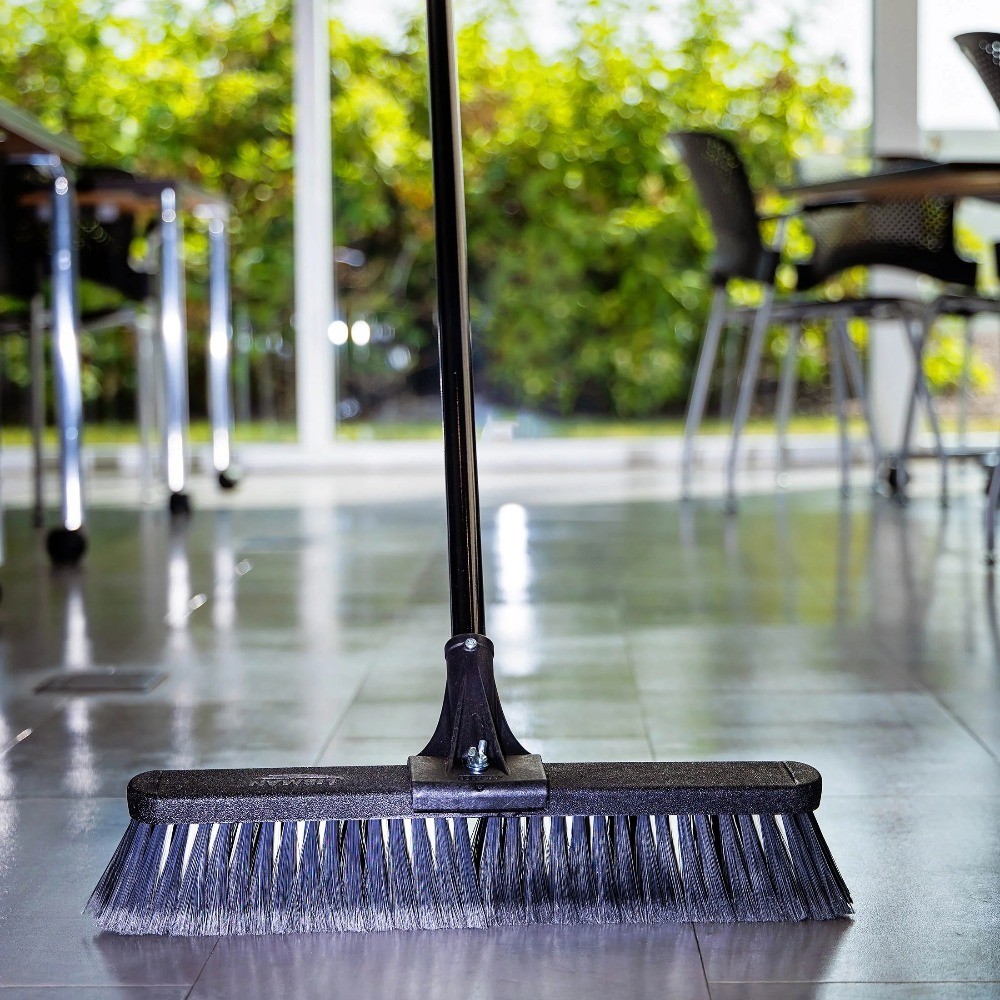 High Power Push Broom Multi-Surface 18 inch with Steel Handle