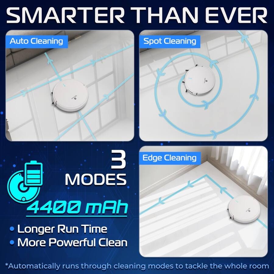 SereneLife -pure clean Smart Robot Vacuum and Mop Combo, App Control, – White