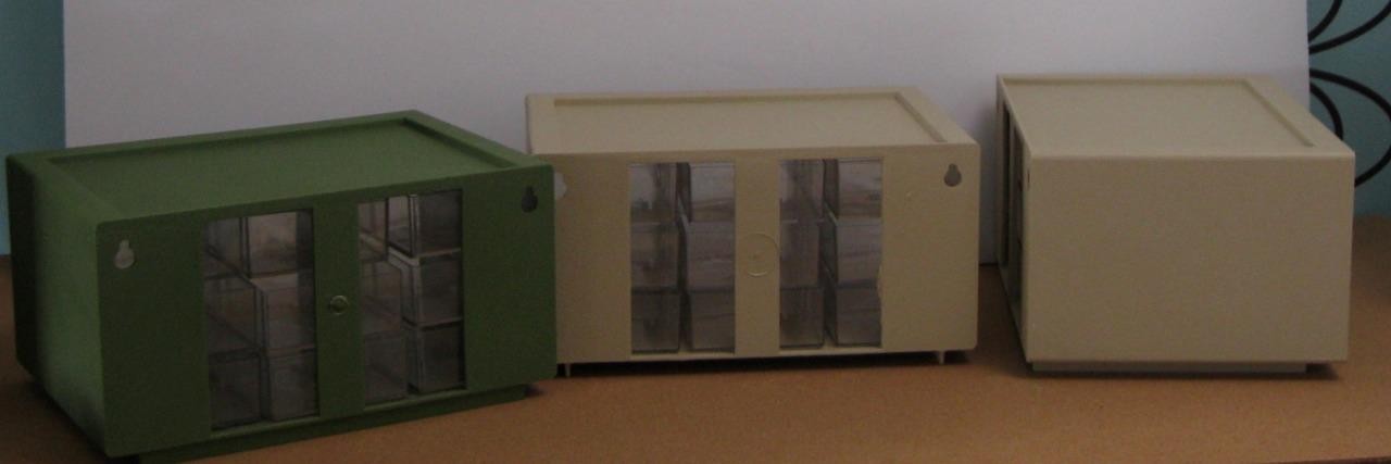 MINT VTg. LOT 3 AKRO-MILS PLASTIC 9 DRAWERS STORAGE ORGANIZER 10-109 Green Beige