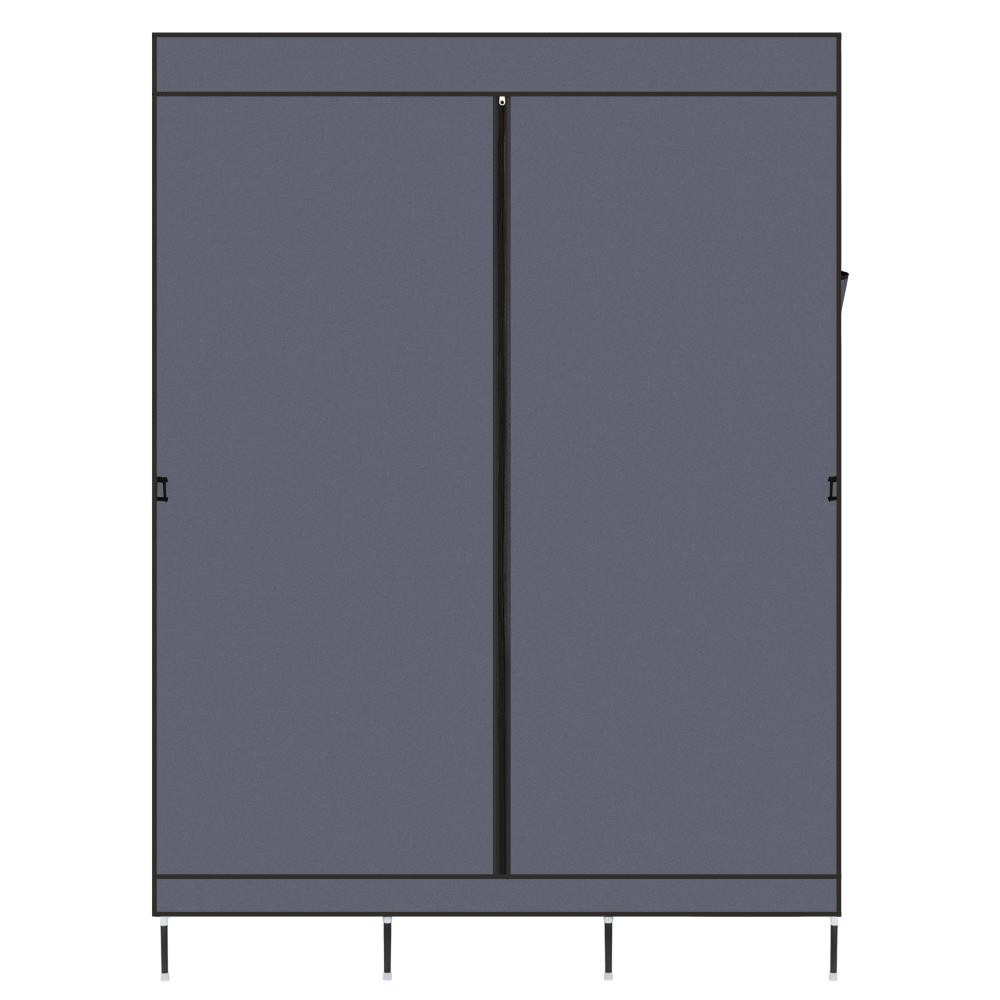 71″ Closet Wardrobe Clothes Pant Rack Storage Organizer w/ Shelf Portable Gray