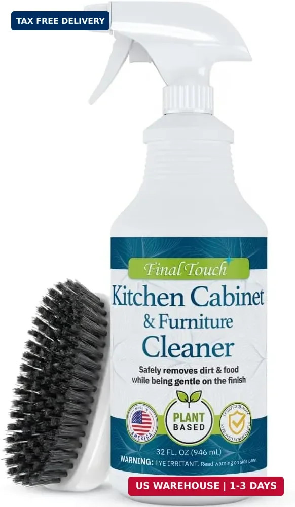 Kitchen Cabinet Cleaner, Plant-Based Wood & Paint Safe Spray, Gentle Degreaser