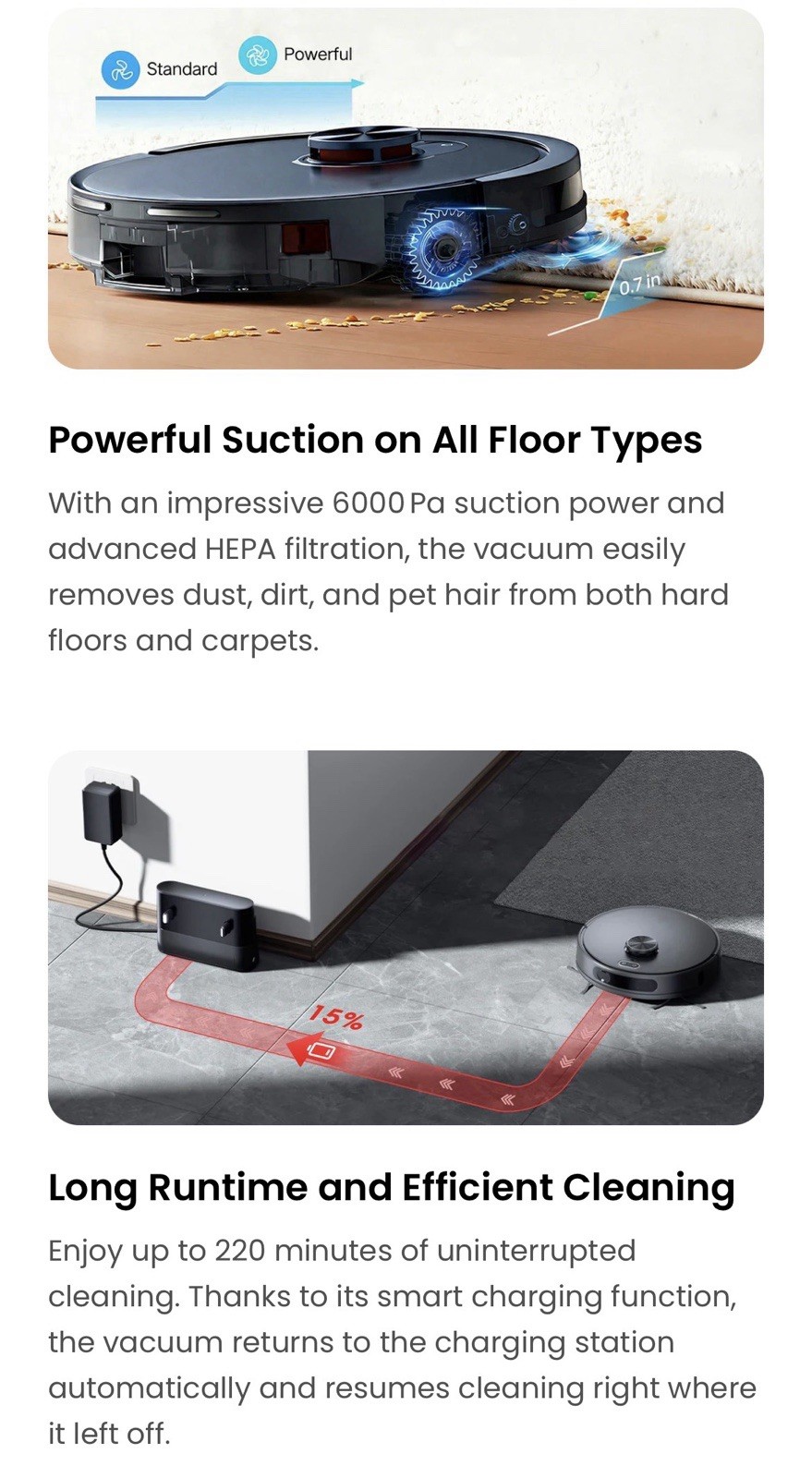 ORYZOM Robot Vacuum V8 Pro Fully Automatic Cleaning w/ Mopping Function & Kit