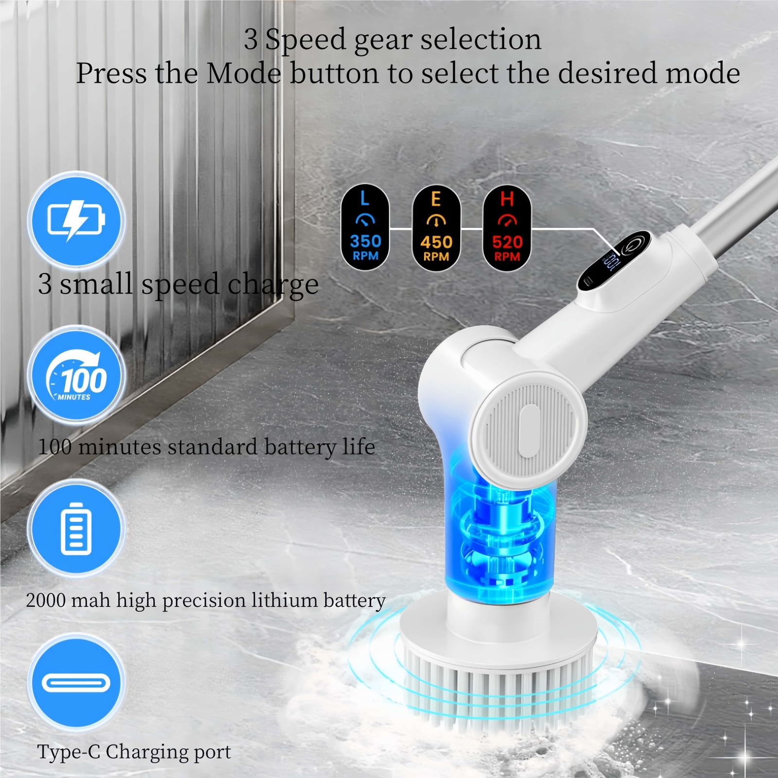 8 IN 1 Electric Spin Scrubber Cordless Power Cleaning Brush Rechargeable Cleaner