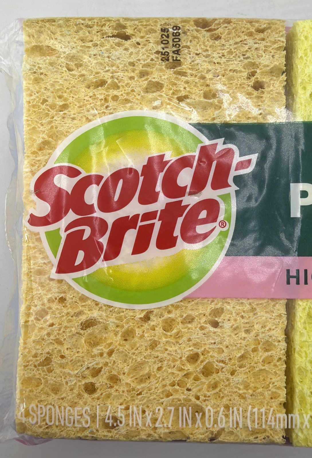 Scotch-Brite Multi-Purpose Sponges 4 Pack Assorted Colors Cleaning Scrubber.