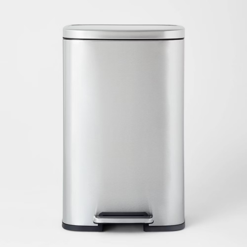 45L Rectangular Step Trash Can Silver – Brightroom