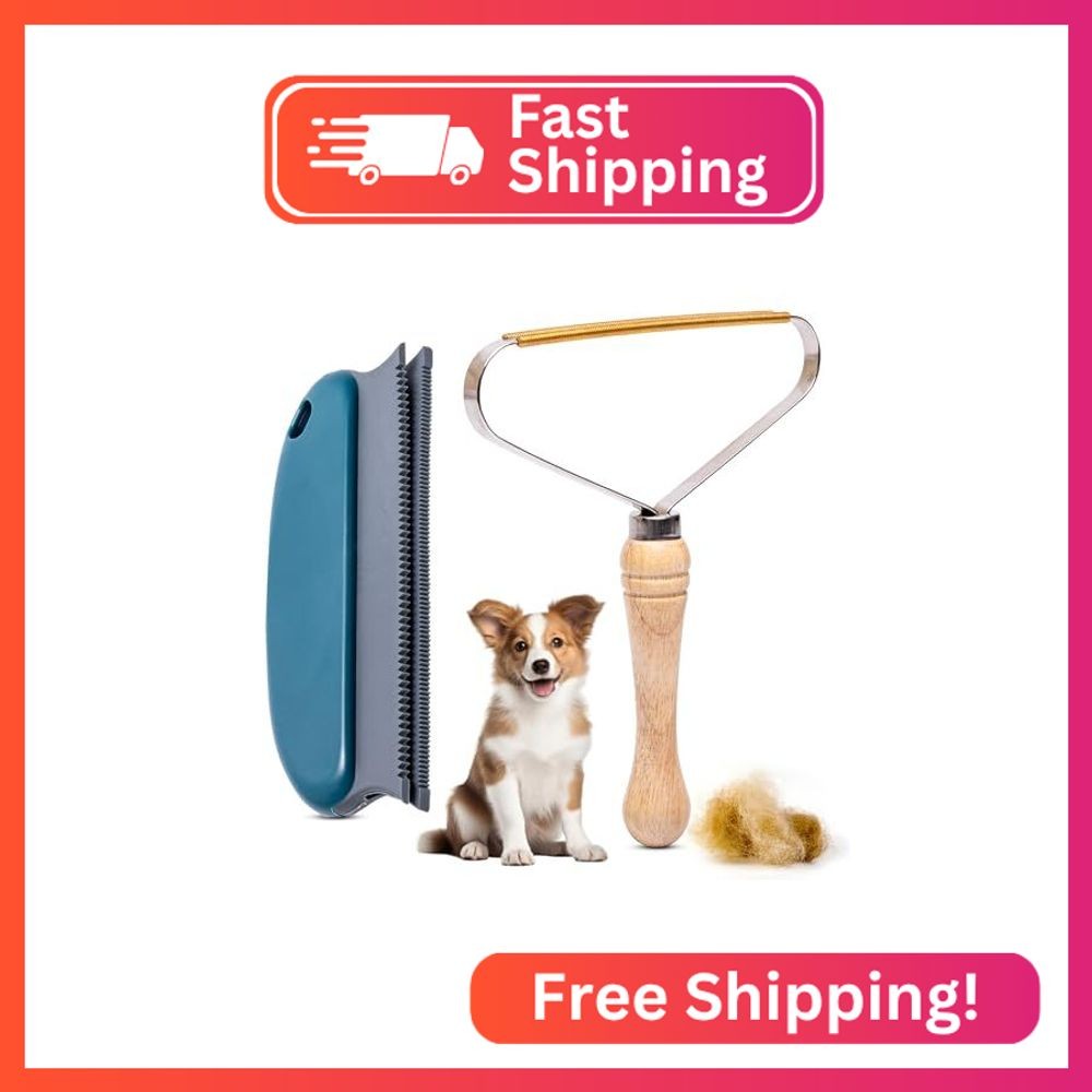 2-Pack Pet Hair Removal Tool – Lint Remover, Carpet Scraper & Shaver for Clothes