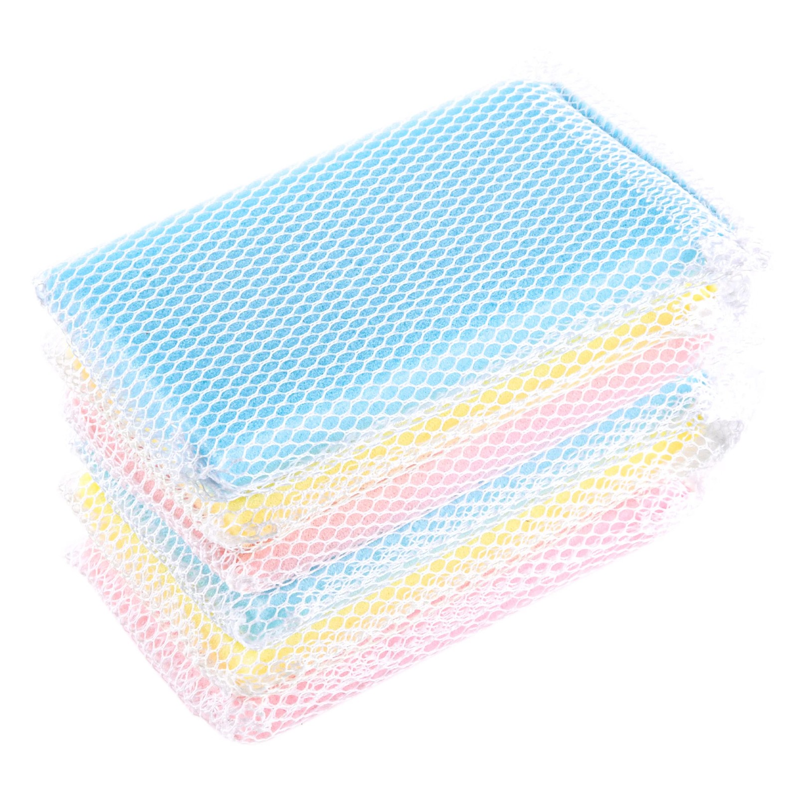 Multi-Purpose Mesh Net Kitchen Cleaning Dishwash Sponge Assorted Color (6 Pack)